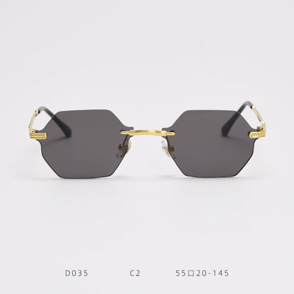 D035 Octagon Rimless Sunglasses Black
