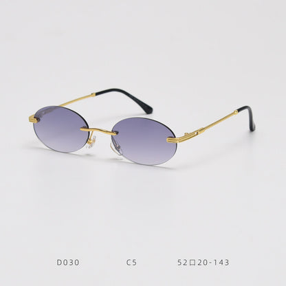 D030 Oval Rimless Sunglasses Gray Flash