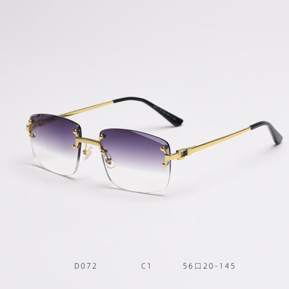 D072 Luxury Rimless Sunglasses Gold-Gray Fade