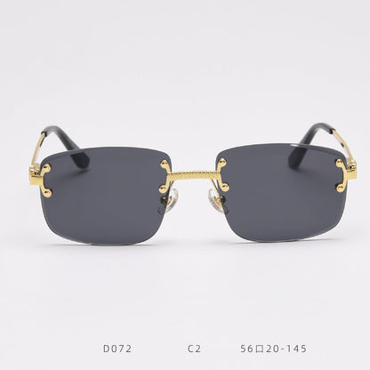 D072 Luxury Rimless Sunglasses Gold-Gray Fade