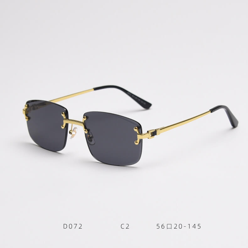 D072 Luxury Rimless Sunglasses Gold-Black