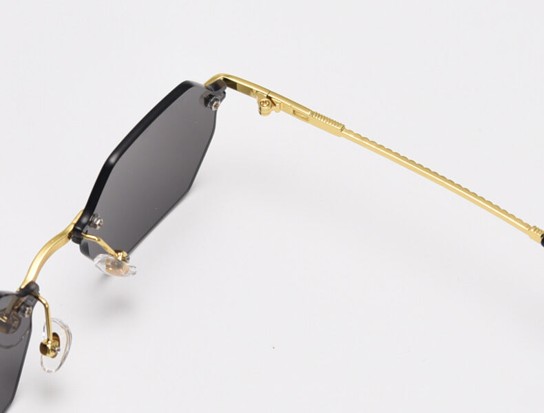 D035 Octagon Rimless Sunglasses Green Flash