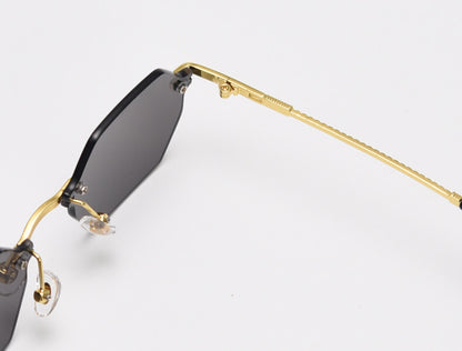 D035 Octagon Rimless Sunglasses Green Flash