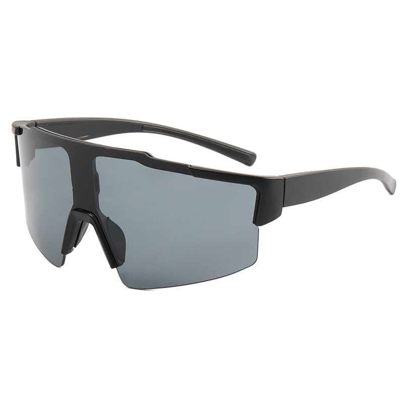 8304 Oversized Sports Sunglasses Black-Black