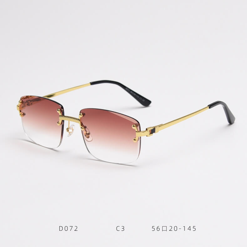 D072 Luxury Rimless Sunglasses Gold-Brown Fade