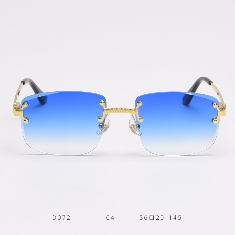 D072 Luxury Rimless Sunglasses Gold-Black