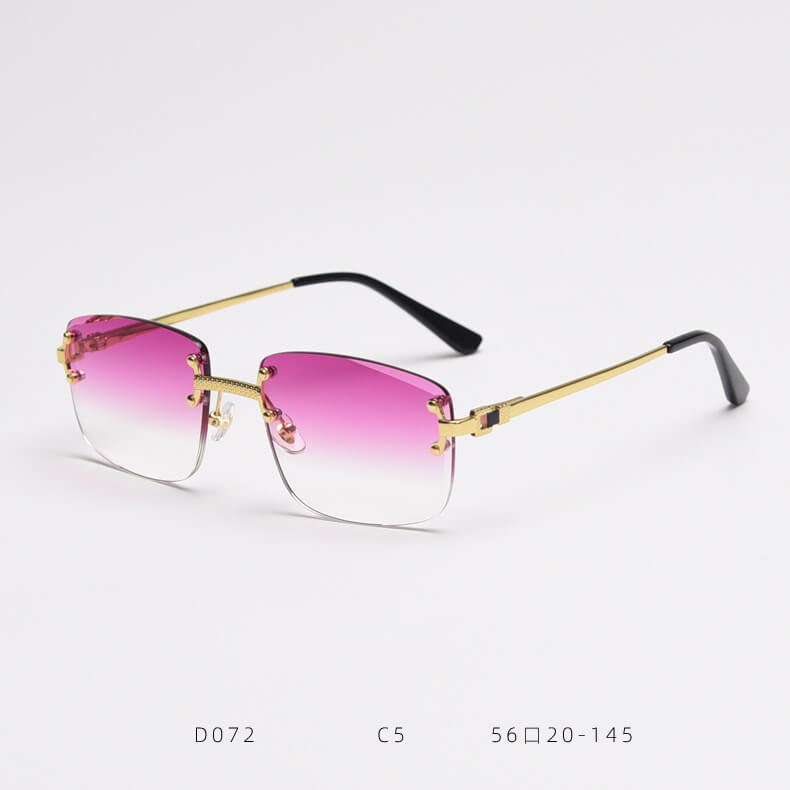 D072 Luxury Rimless Sunglasses Gold-Pink Fade