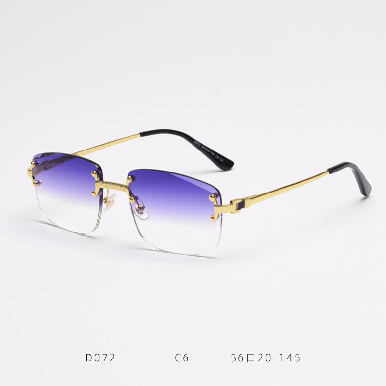 D072 Luxury Rimless Sunglasses Gold-Purple Fade