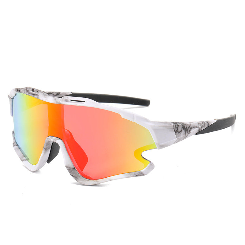 8303 Oversized Sports Sunglasses White/Black-Red Flash