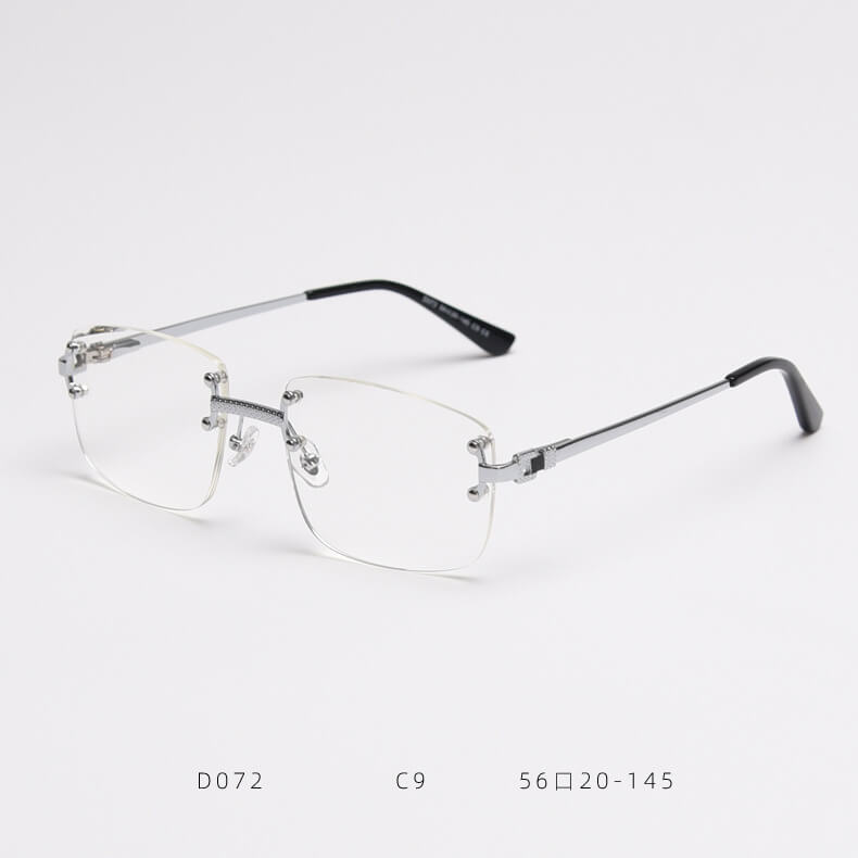 D072 Luxury Rimless Sunglasses Silver-Clear