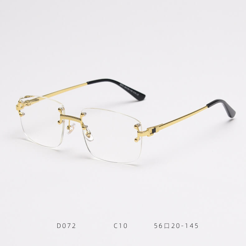 D072 Luxury Rimless Sunglasses Gold-Clear