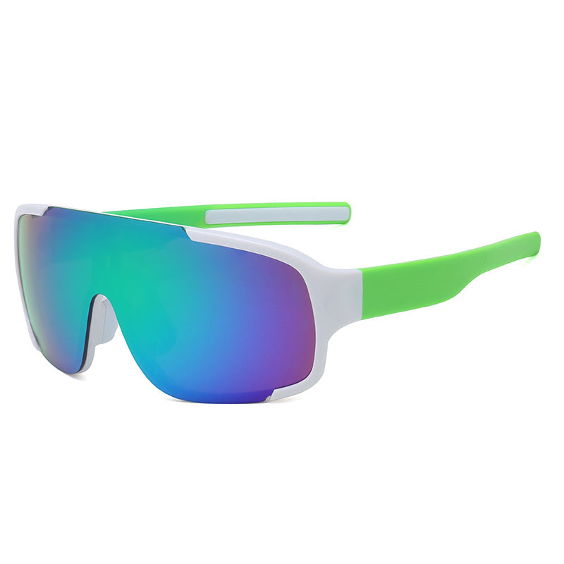 9316 Sports Sunglasses White-Green Flash