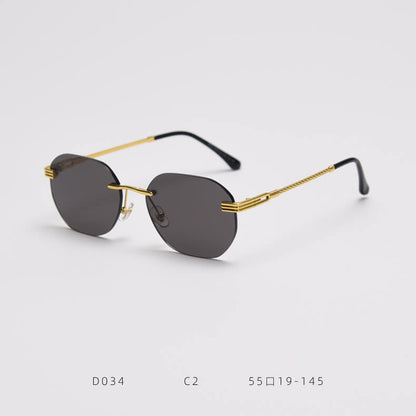 D034 Aviator Rimless Sunglasses Black