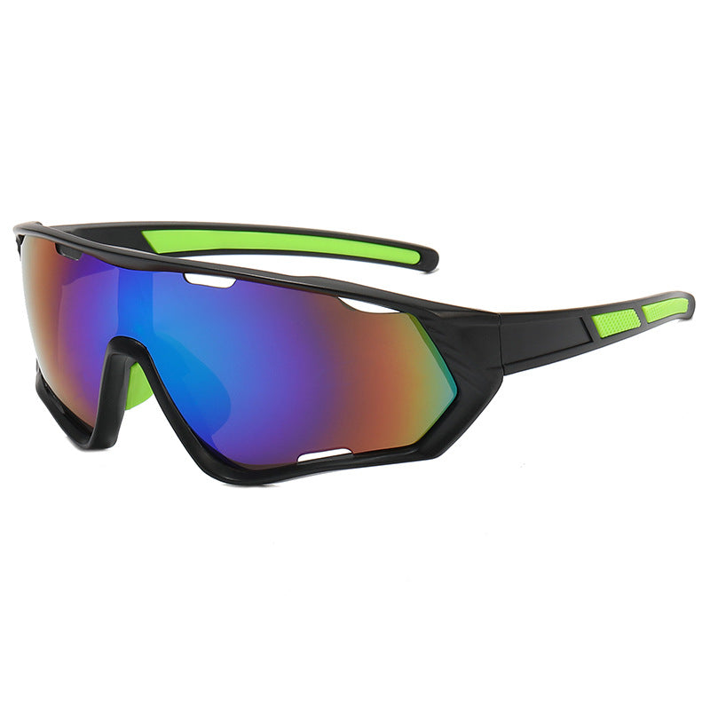 9330 Sports Sunglasses Black-Green Flash