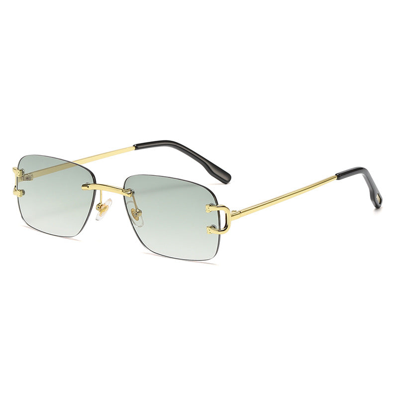 8321 Luxury Frames Rimless Sunglasses Green Fade