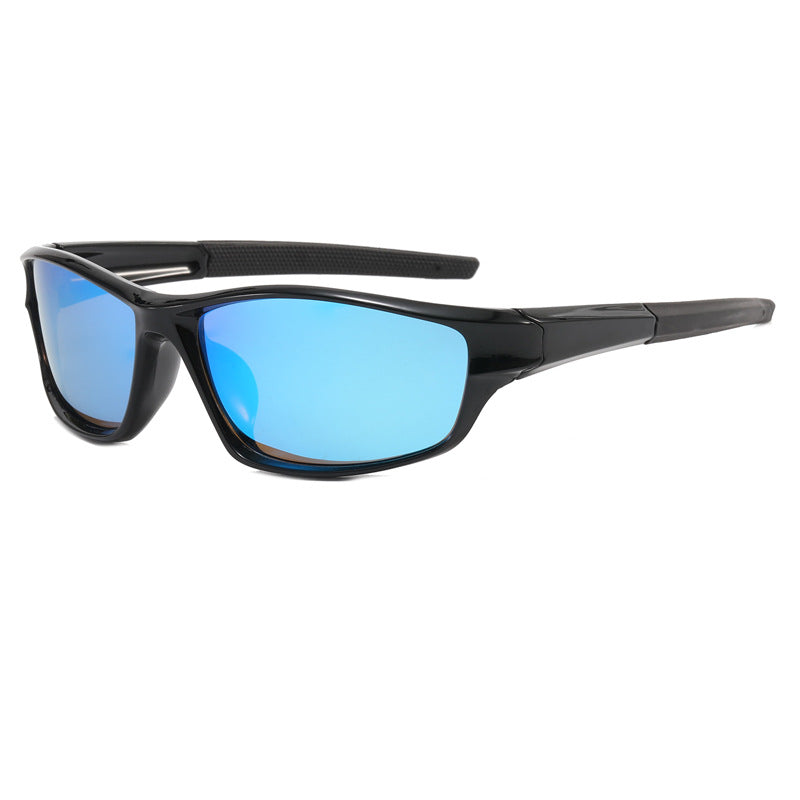 620P Polarized Sports Sunglasses Black-Blue Flash