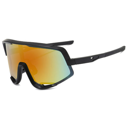 8229 Oversized Sports Sunglasses Black-Red Flash