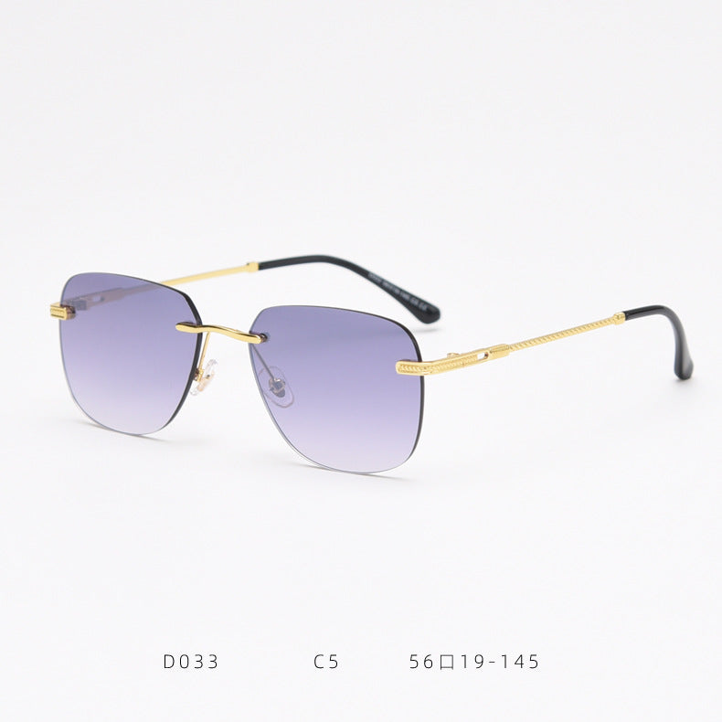 D033 Aviator Rimless Sunglasses Gray Flash