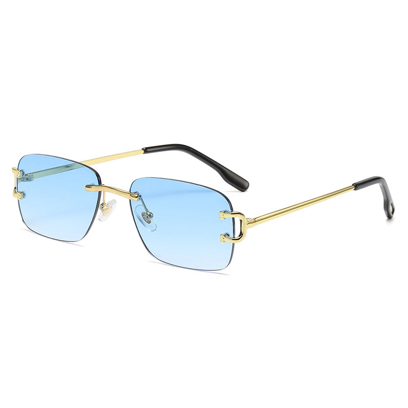 8321 Luxury Frames Rimless Sunglasses Blue Fade