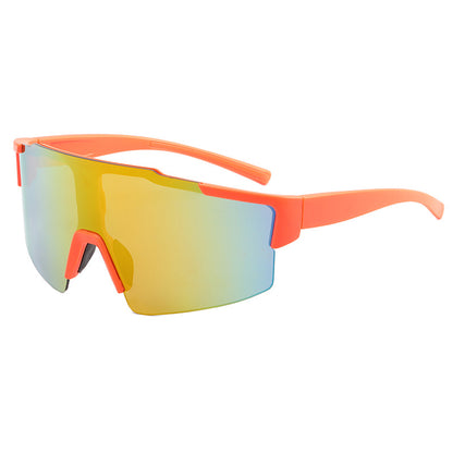 8304 Oversized Sports Sunglasses Orange-Red Flash