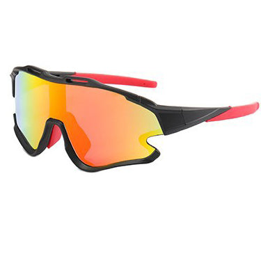 8303 Oversized Sports Sunglasses Black-Red Flash