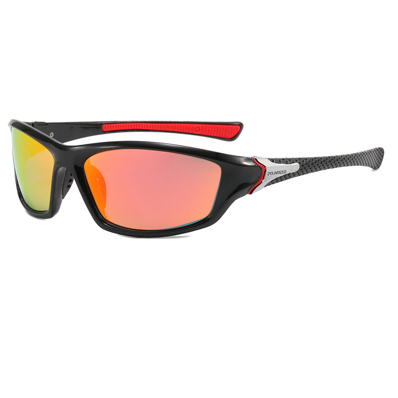 120P Polarized Sports Sunglasses Black-Red Mirrored