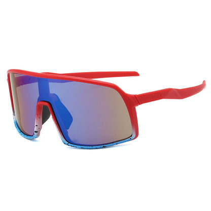 8230 Oversized Sports Sunglasses Red-Blue Flash