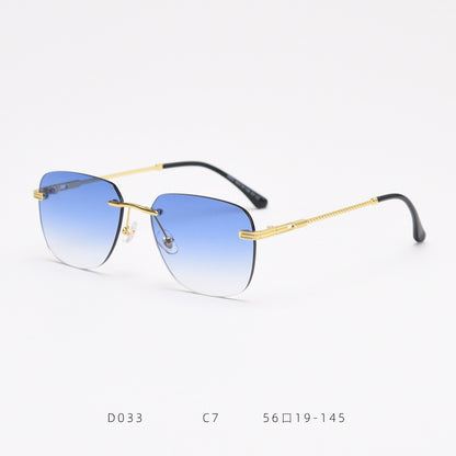 D033 Aviator Rimless Sunglasses Blue Fade