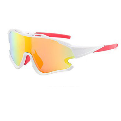 8303 Oversized Sports Sunglasses White-Red Flash