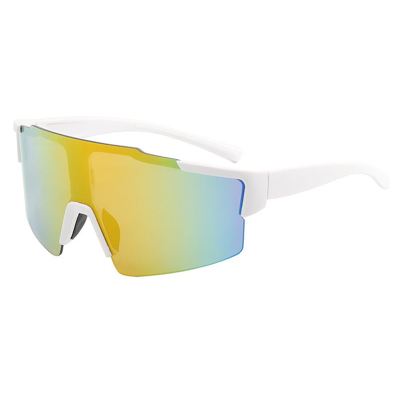 8304 Oversized Sports Sunglasses White-Red Flash