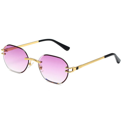 5224 Luxury Frame Rimless Sunglasses Purple Fade