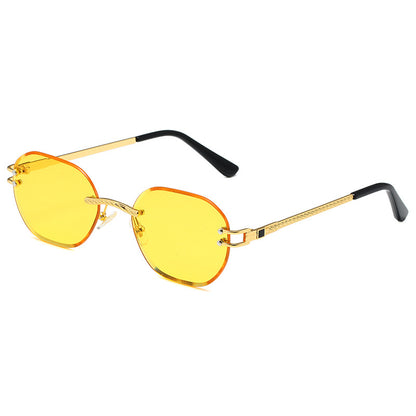 5224 Luxury Frame Rimless Sunglasses Yellow