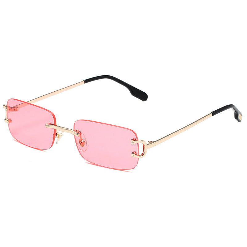 5225 Rectangular Rimless Sunglasses Pink