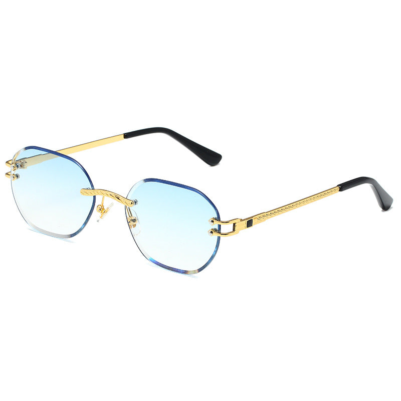 5224 Luxury Frame Rimless Sunglasses Blue Fade