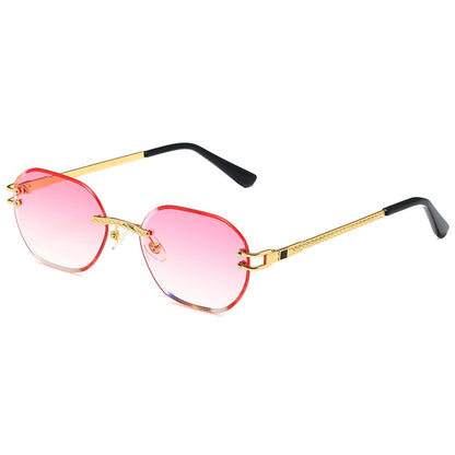 5224 Luxury Frame Rimless Sunglasses Pink Fade