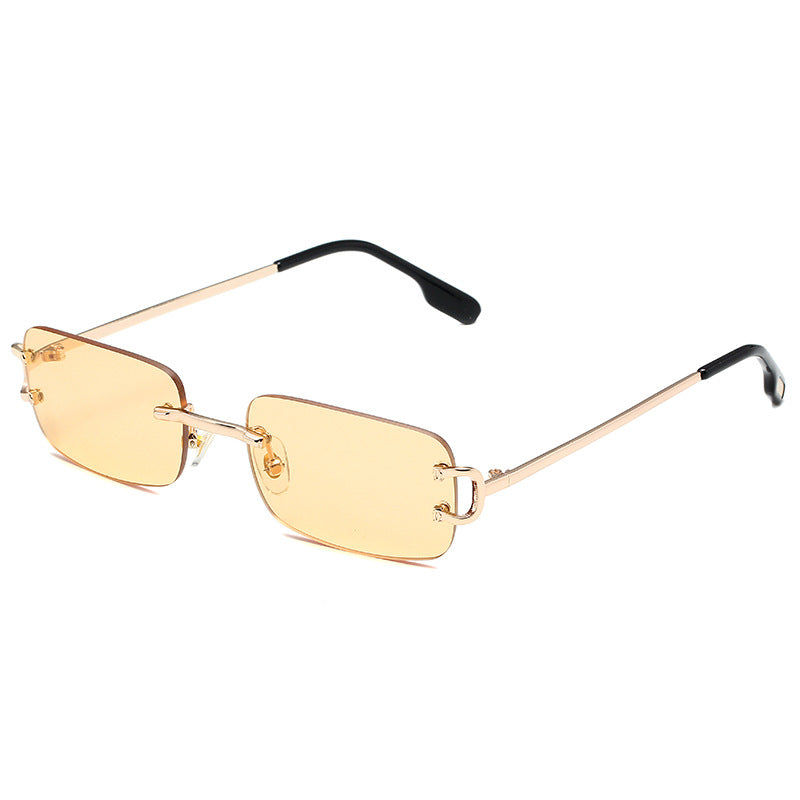 5225 Rectangular Rimless Sunglasses Champagne