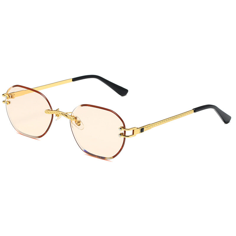 5224 Luxury Frame Rimless Sunglasses Champagne