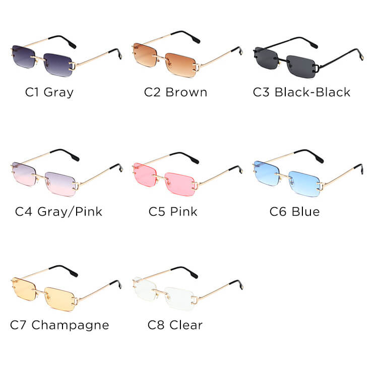 5225 Rectangular Rimless Sunglasses Clear