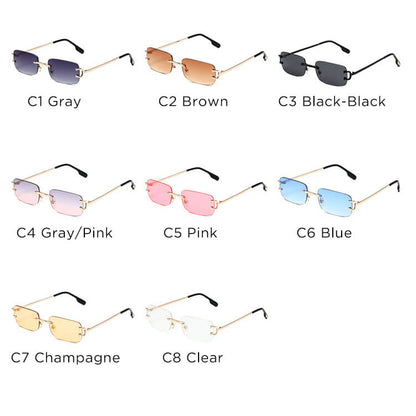 5225 Rectangular Rimless Sunglasses Clear