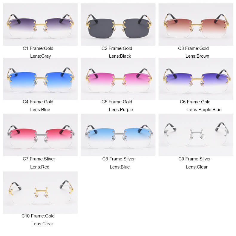 D072 Luxury Rimless Sunglasses Gold-Clear